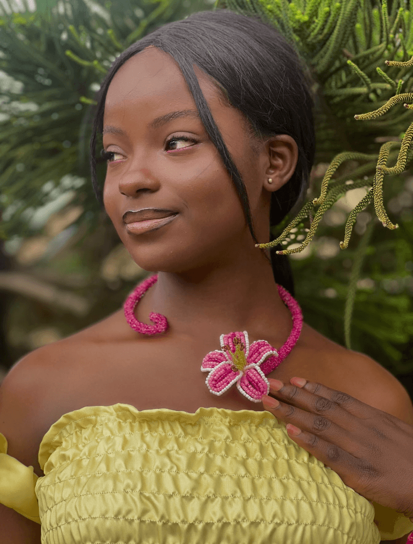 The Floral Whirl - PINK STARGAZER LILY — handcrafted Necklaces by JENAMÉE