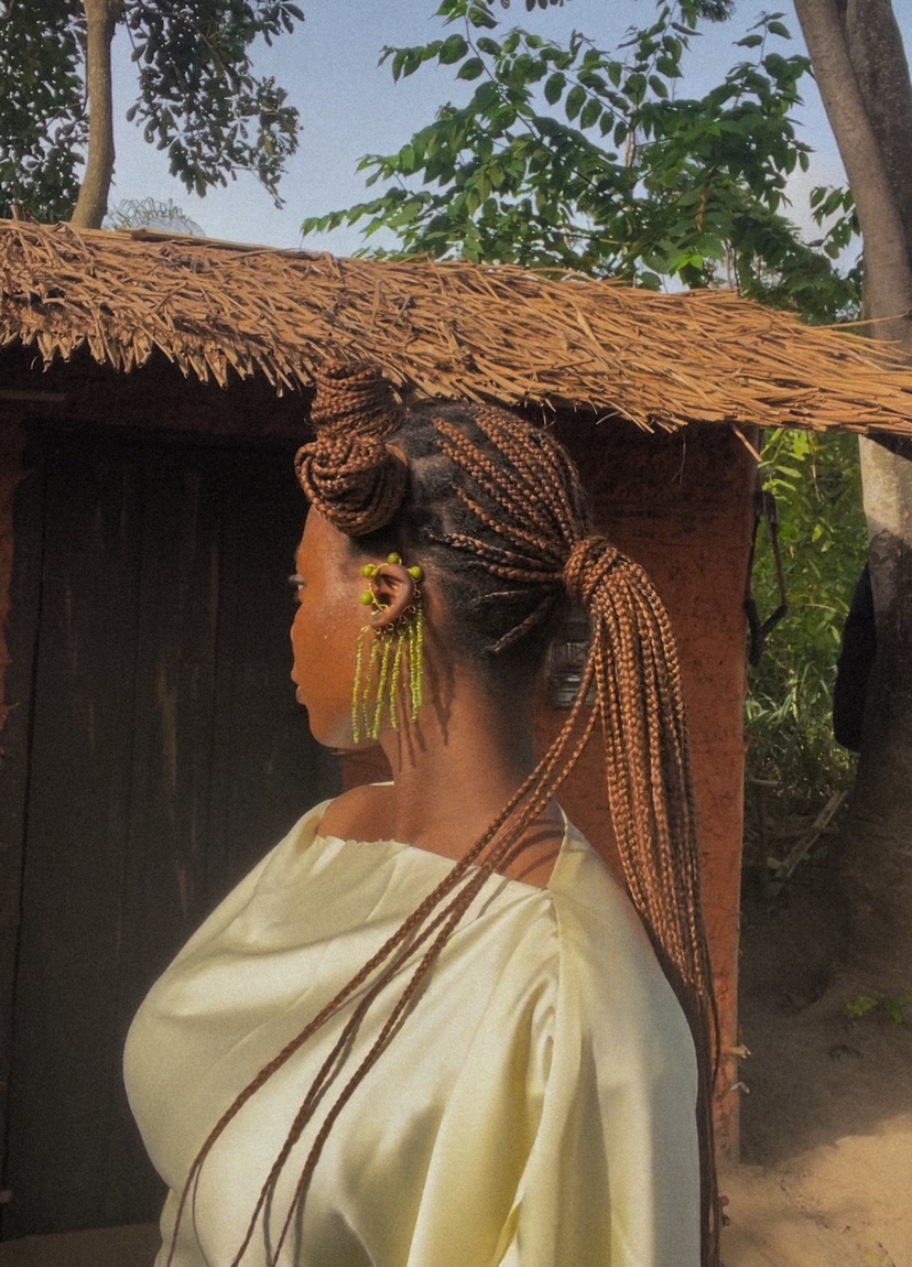 Uju Earrings - OLIVE  — alternate view