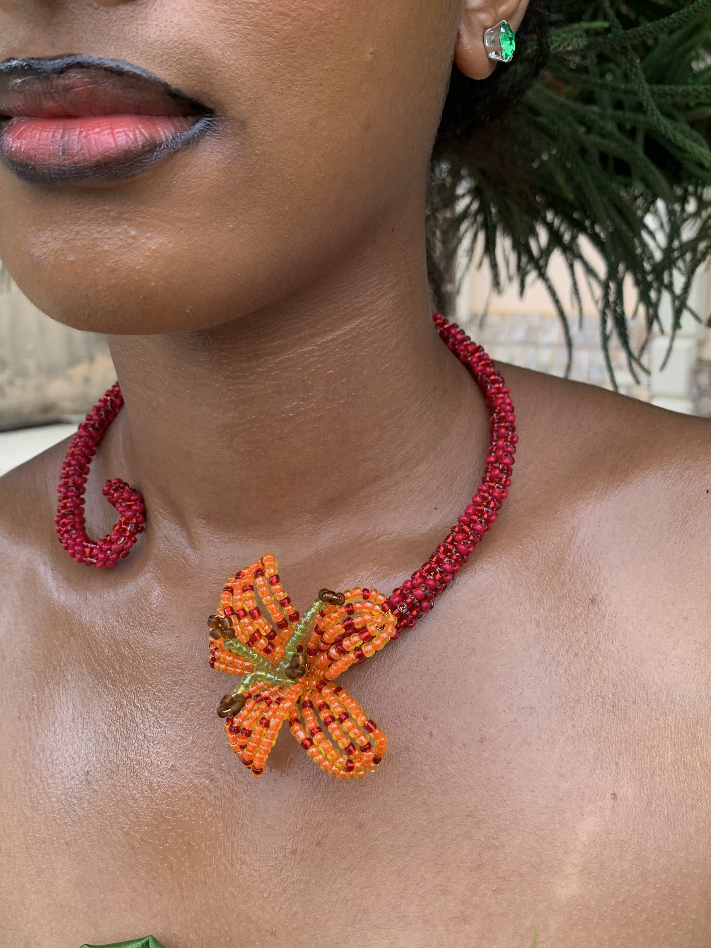 The Floral Whirl Necklace- TIGER LILY — handcrafted Necklaces by JENAMÉE