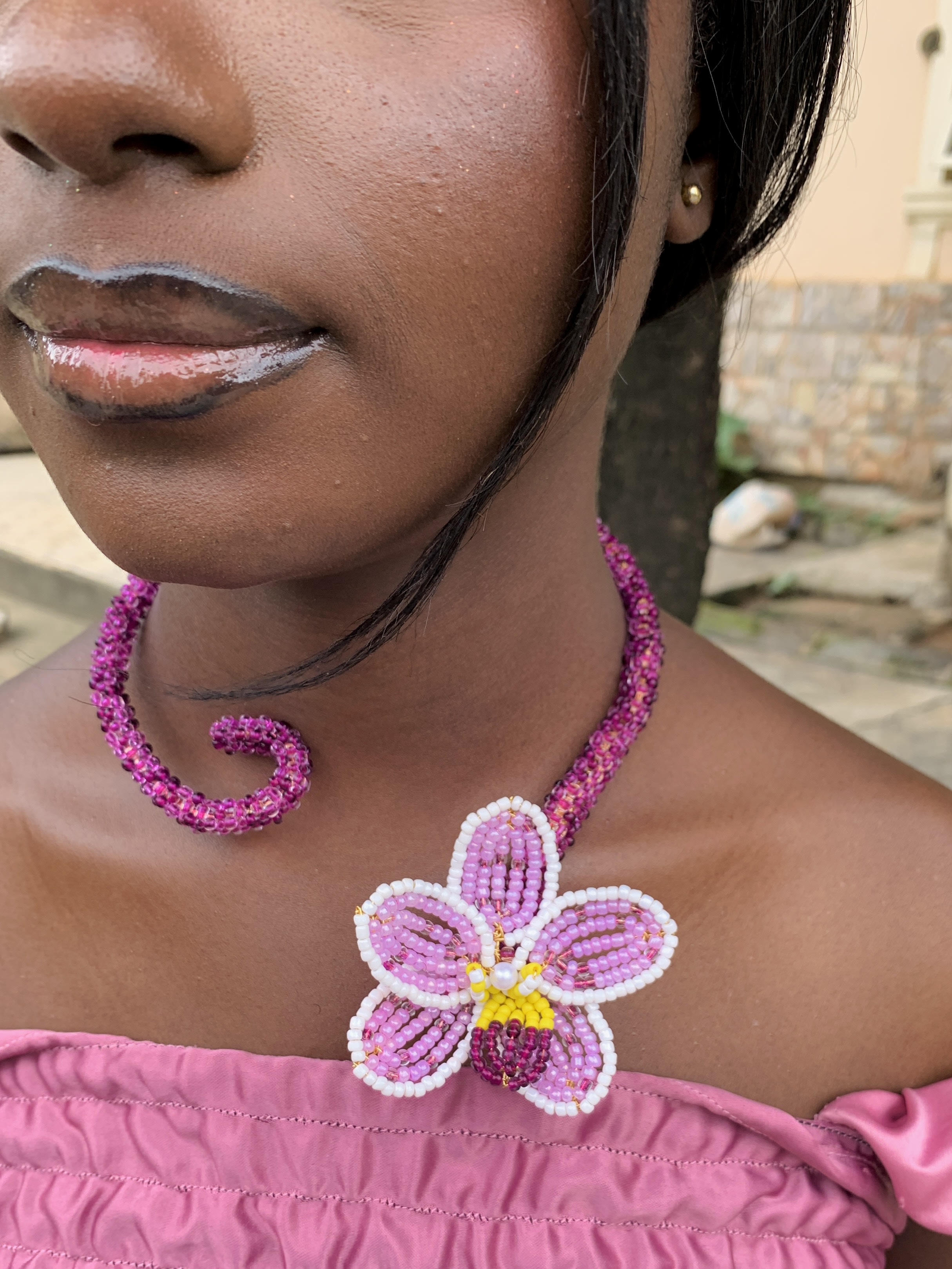 The Floral Whirl Necklace - ORCHID — handcrafted Necklaces by JENAMÉE