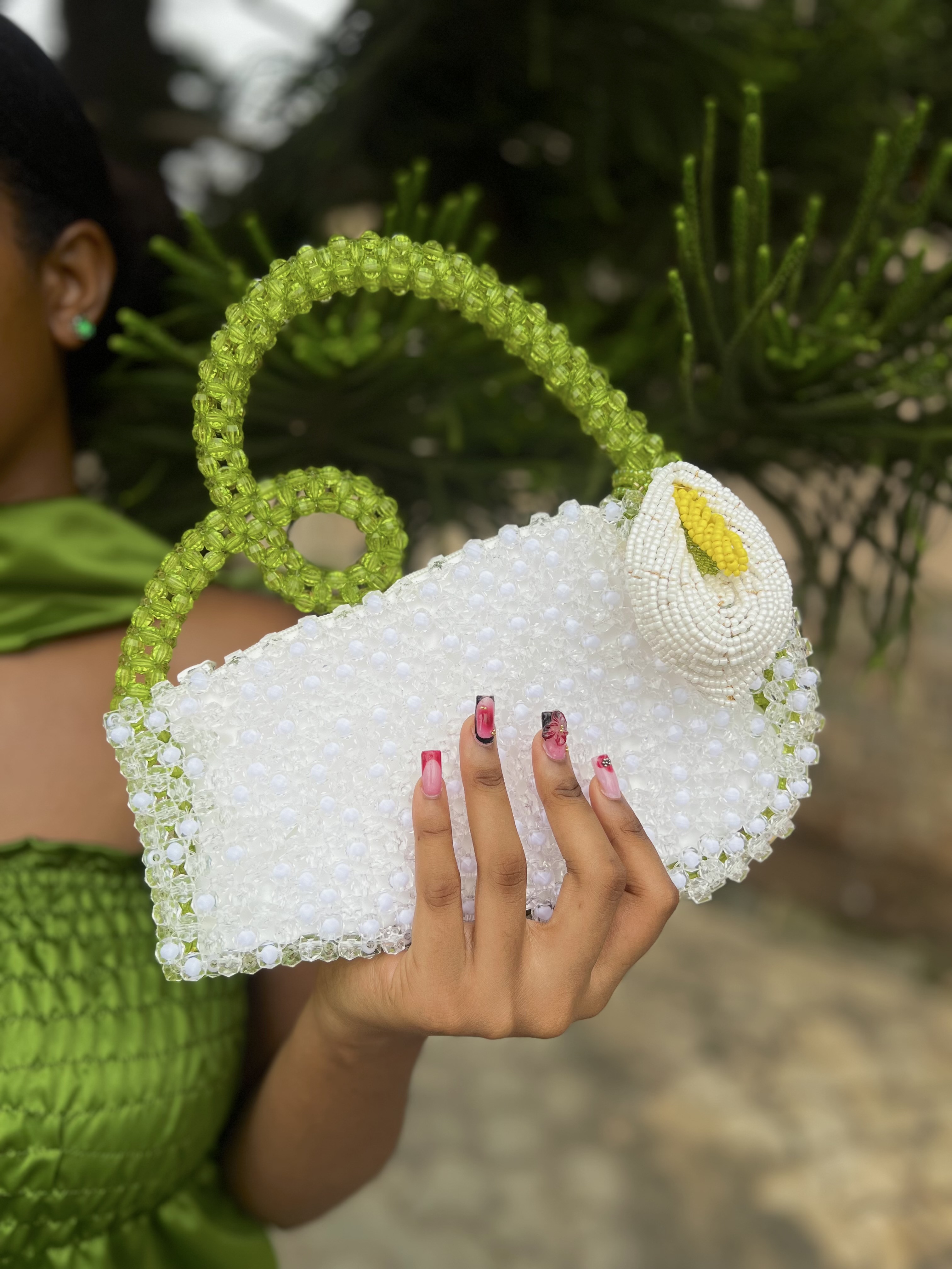 The Petal Swirl Bag - WHITE CALLA LILY — handcrafted Bags by JENAMÉE