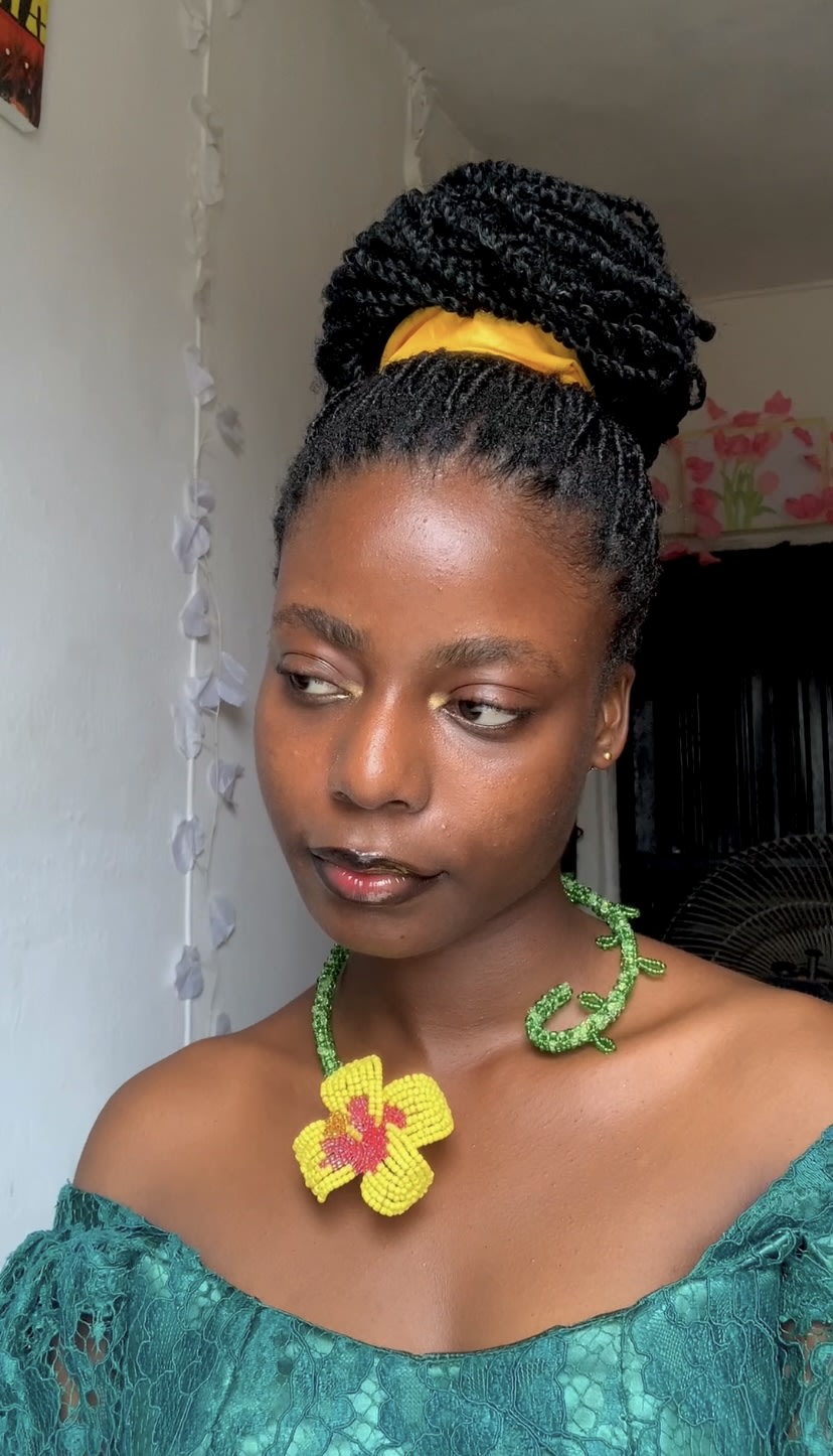 The Floral Whirl Necklace- Yellow Hibiscus  — handcrafted Necklaces by JENAMÉE